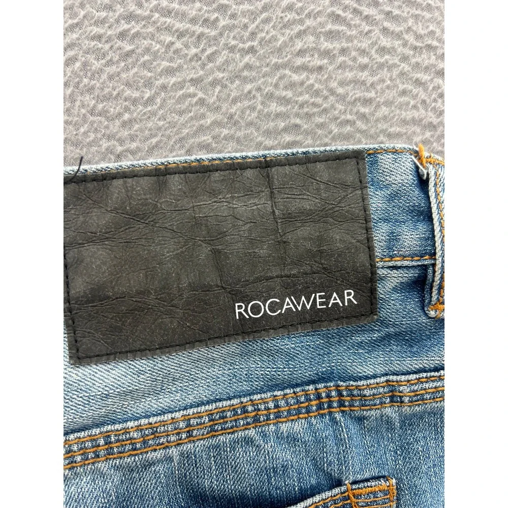 Rocawear Classic Fit Jeas Mens 38x34 Medium Wash Straight Leg Denim Whiskered